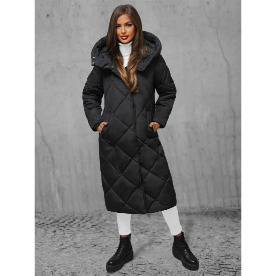 Juoda moteriška dygsniuota žieminė striukė Coco JS/5M3173/392 - Akcija Juoda moteriška dygsniuota žieminė striukė Coco JS/5M3173/392