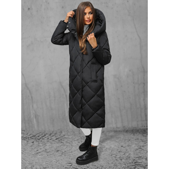 Juoda moteriška dygsniuota žieminė striukė Coco JS/5M3173/392 - Akcija Juoda moteriška dygsniuota žieminė striukė Coco JS/5M3173/392