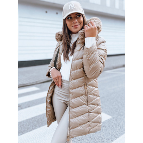 Moteriška šviesiai rusva dygsniuota striukė Crystal Moteriškos striukės