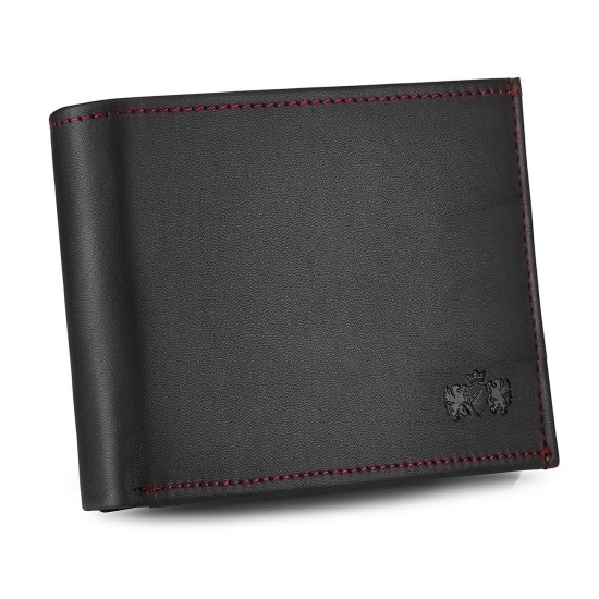 Vyriška piniginė iš natūralios odos Damian (juoda su raudona) N054-W Premium