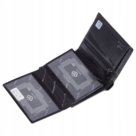 Mens genuine leather wallet Kimer (black) ZG-001-BAR-2 - Accessories for men Mens genuine leather wallet Kimer (black) ZG-001-BAR-2