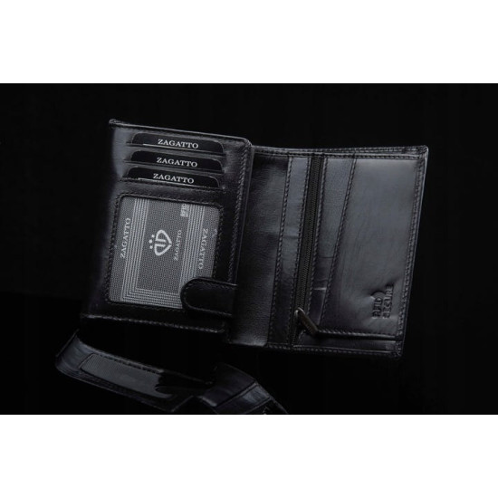 Mens genuine leather wallet Kimer (black) ZG-001-BAR-2 - Accessories for men Mens genuine leather wallet Kimer (black) ZG-001-BAR-2