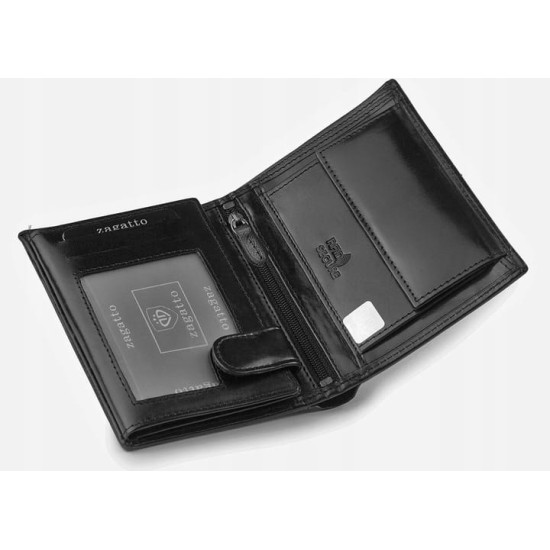 Mens genuine leather wallet Kimer (black) ZG-001-BAR-2 - Accessories for men Mens genuine leather wallet Kimer (black) ZG-001-BAR-2