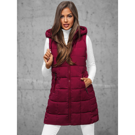 Women's burgundy quilted waistcoat Dona JS/16M9096/06Z - Action Women's burgundy quilted waistcoat Dona JS/16M9096/06Z