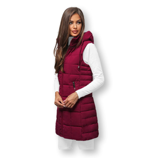 Women's burgundy quilted waistcoat Dona JS/16M9096/06Z - Action Women's burgundy quilted waistcoat Dona JS/16M9096/06Z