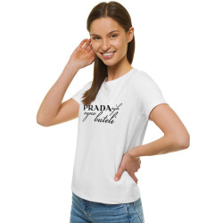 Moteriški balti marškinėliai Prada