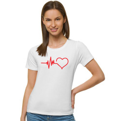 Akcija Moteriški balti marškinėliai Heartbeat
