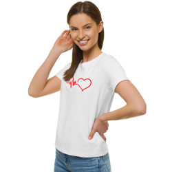 Akcija Moteriški balti marškinėliai Heartbeat