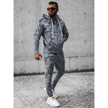 Grey velour sweatshirt for men Omilo