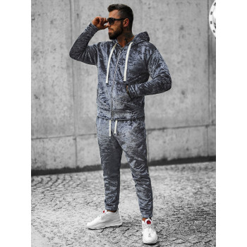Grey velour sweatshirt for men Omilo