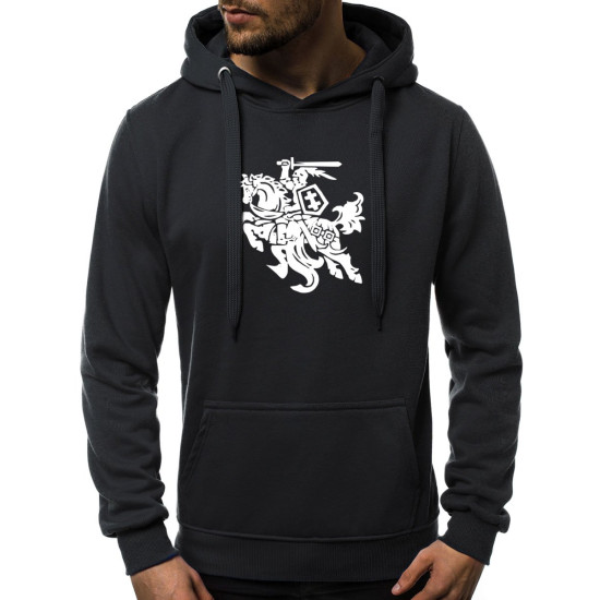 Black mens hooded sweatshirt Vytis JS/2009 - Mens Sweaters| Sweaters online Black mens hooded sweatshirt Vytis JS/2009