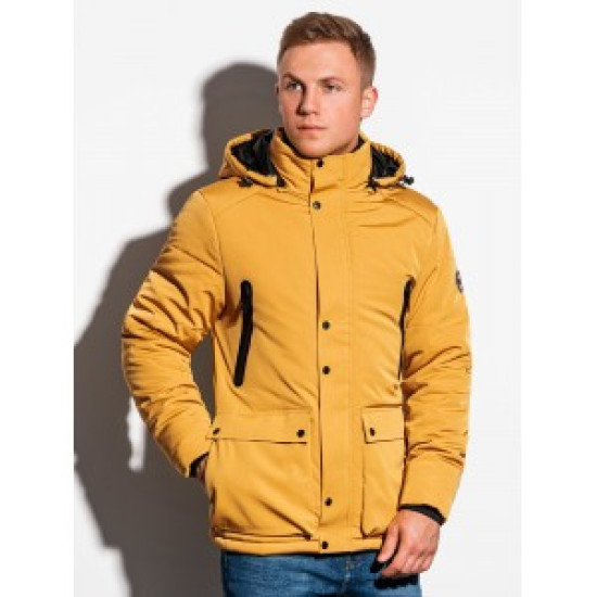 Sale Mens yellow jacket with a hood Linolo C449 - Action Sale Mens yellow jacket with a hood Linolo C449