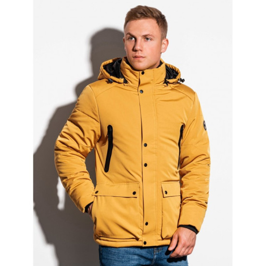 Sale Mens yellow jacket with a hood Linolo C449 - Action Sale Mens yellow jacket with a hood Linolo C449
