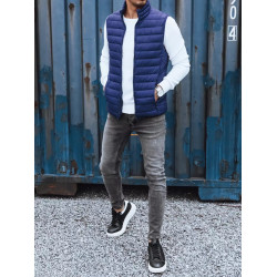 Akcija Vyriška tamsiai mėlyna dygsniuota liemenė Mamor