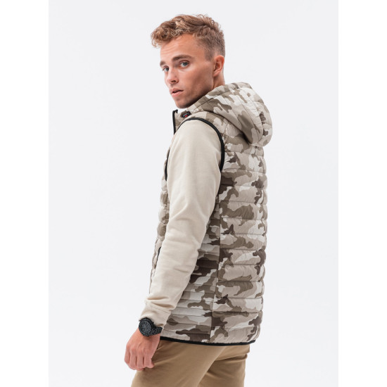 Brown hooded vest Kener V6 V53 - For men Brown hooded vest Kener V6 V53