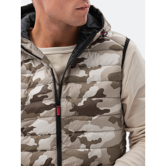 Brown hooded vest Kener V6 V53 - For men Brown hooded vest Kener V6 V53