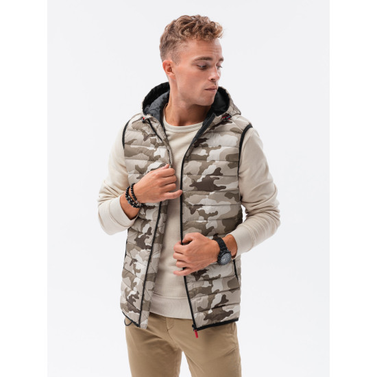 Brown hooded vest Kener V6 V53 - For men Brown hooded vest Kener V6 V53