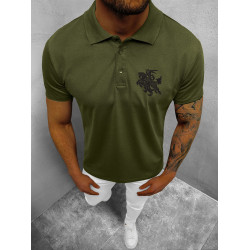 Akcija: Vyriški tamsiai žali polo marškinėliai Vytis (juodas)