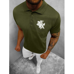 Vyriški tamsiai žali polo marškinėliai Vytis (baltas)