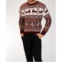 Akcija Vyriškas bordo megztinis Holidays