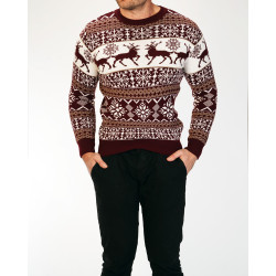 Akcija Vyriškas bordo megztinis Holidays