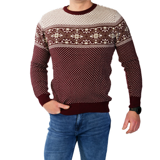 Mens burgundy jumper Snow h2532 - For men Mens burgundy jumper Snow h2532 Premium
