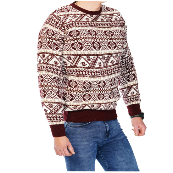 Akcija Vyriškas bordo Kalėdinis megztinis Livel h2505 Premium