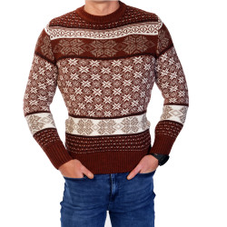 Vyriškas bordo Kalėdinis megztinis Snowflake