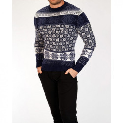 Vyriškas tamsiai mėlynas su baltomis snaigėmis Kalėdinis megztinis Snowflake