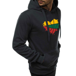 Akcija Vyriškas juodos spalvos džemperis su gobtuvu LTU