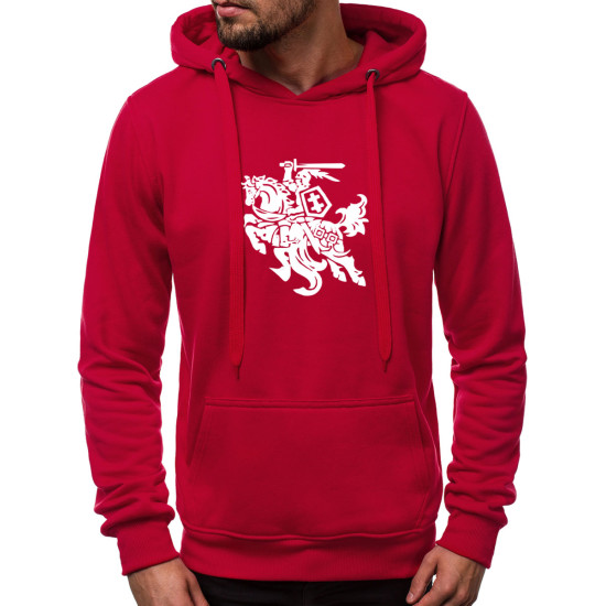 Burgundy colored mens sweater with a hood Vytis JS/2009 - Mens Sweaters| Sweaters online Burgundy colored mens sweater with a hood Vytis JS/2009