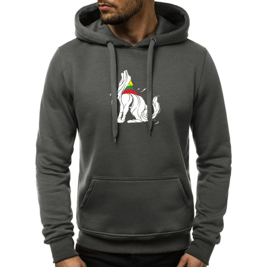Graphite color mens hooded sweatshirt Vilkas JS/2009 - Mens Sweaters| Sweaters online Graphite color mens hooded sweatshirt Vilkas JS/2009