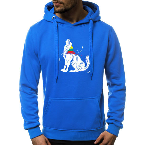 Blue mens hooded sweatshirt Vilkas JS/2009 - Mens Sweaters| Sweaters online Blue mens hooded sweatshirt Vilkas JS/2009