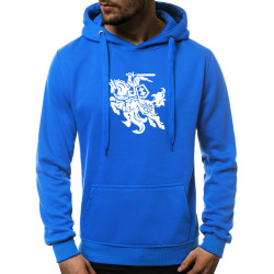 Mėlynos spalvos vyriškas džemperis su gobtuvu Vytis