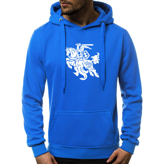 Blue mens jumper with a hood Vytis JS/2009 - Mens Sweaters| Sweaters online Blue mens jumper with a hood Vytis JS/2009