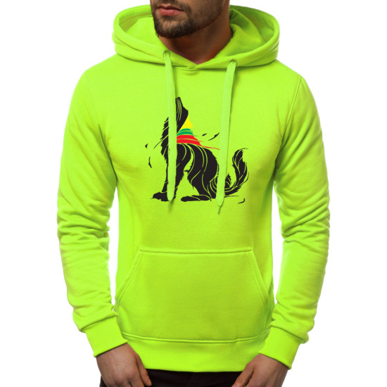 Neon green mens hoodie Vilkas JS/2009 - Mens Sweaters| Sweaters online Neon green mens hoodie Vilkas JS/2009