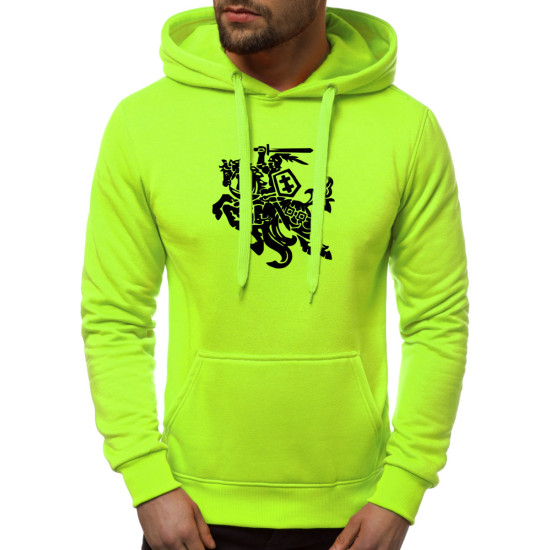 Neon green mens hooded jumper Vytis JS/2009 - Mens Sweaters| Sweaters online Neon green mens hooded jumper Vytis JS/2009