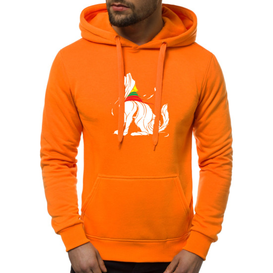 Orange mens jumper with a hood - white Vilkas JS/2009