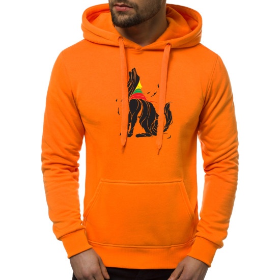 Orange mens hooded sweatshirt - black Vilkas JS/2009 - Mens Sweaters| Sweaters online Orange mens hooded sweatshirt - black Vilkas JS/2009
