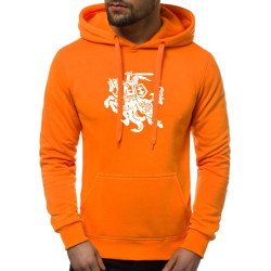 Oranžinis vyriškas džemperis su gobtuvu Vytis