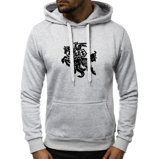 Gray mens sweater with a hood Vytis JS/2009 - Mens Sweaters| Sweaters online Gray mens sweater with a hood Vytis JS/2009
