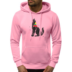 Šviesiai rožinis vyriškas džemperis su gobtuvu Vilkas