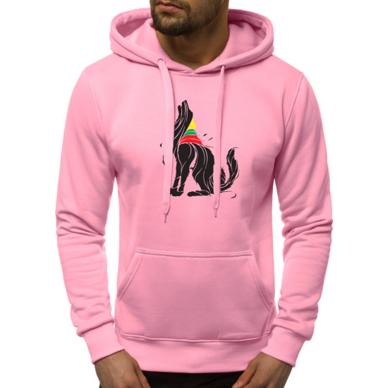 Light pink mens hooded sweatshirt Vilkas JS/2009 - Mens Sweaters| Sweaters online Light pink mens hooded sweatshirt Vilkas JS/2009