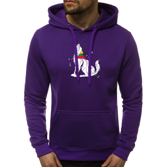 Purple mens hooded sweatshirt Vilkas JS/2009 - Mens Sweaters| Sweaters online Purple mens hooded sweatshirt Vilkas JS/2009