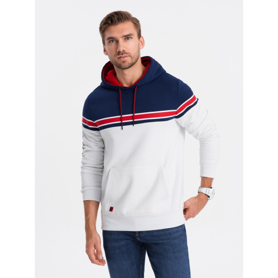 White hooded jumper Vona V1 OM-SSNZ-22FW-014 - Men's Sweaters| Sweaters online White hooded jumper Vona V1 OM-SSNZ-22FW-014