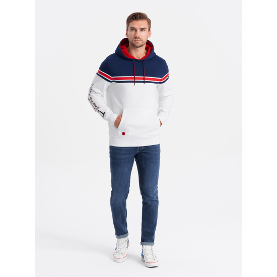 White hooded jumper Vona V1 OM-SSNZ-22FW-014 - Men's Sweaters| Sweaters online White hooded jumper Vona V1 OM-SSNZ-22FW-014