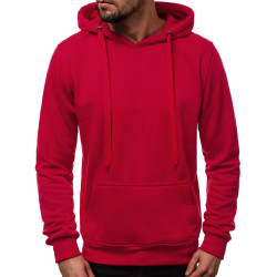 Raudonos spalvos vyriškas džemperis su gobtuvu Buvoli