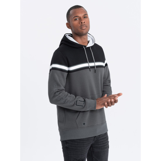 Dark grey hooded jumper Vona V2 OM-SSNZ-22FW-014 - Men's Sweaters| Sweaters online Dark grey hooded jumper Vona V2 OM-SSNZ-22FW-014