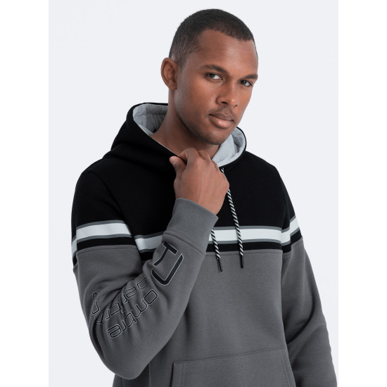 Dark grey hooded jumper Vona V2 OM-SSNZ-22FW-014 - Men's Sweaters| Sweaters online Dark grey hooded jumper Vona V2 OM-SSNZ-22FW-014