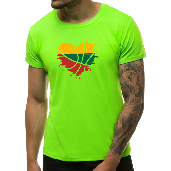 Žali neoniniai vyriški marškinėliai Širdis JS/712005 - Marškinėliai Žali neoniniai vyriški marškinėliai Širdis JS/712005
